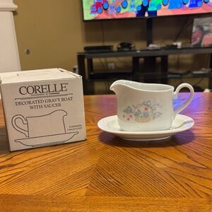 Corelle Floral Gravy Boat with Saucer